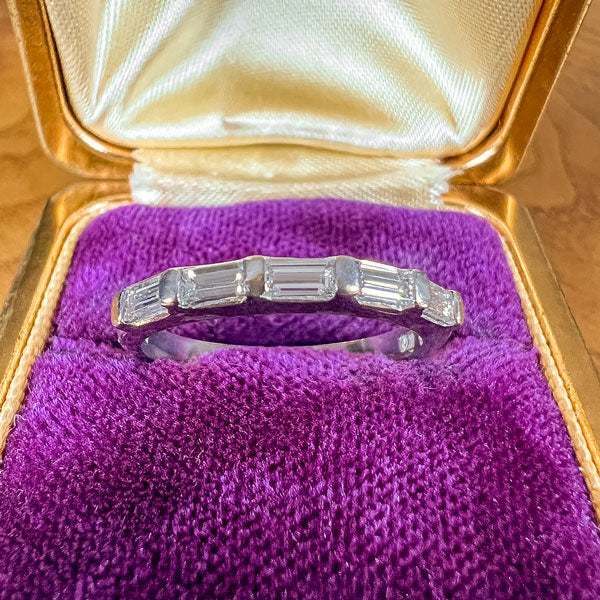 Vintage Baguette Diamond Wedding Band, Size 6 1/4