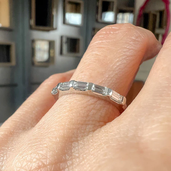 Vintage Baguette Diamond Wedding Band, Size 6 1/4 - Image 2