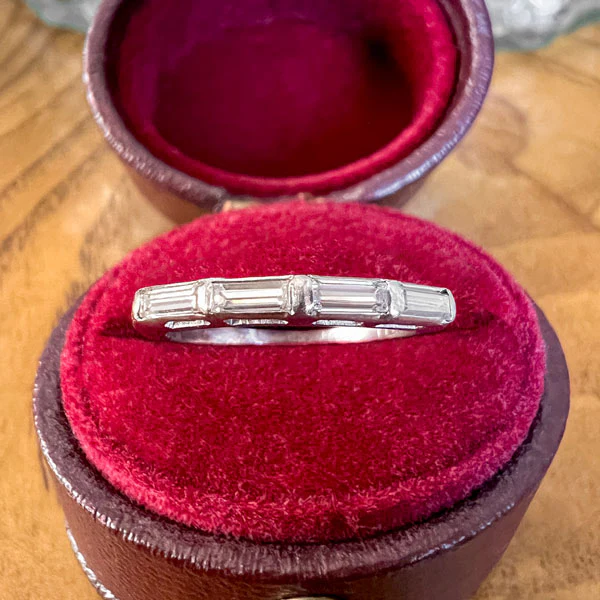 Vintage Baguette Diamond Wedding Band Ring, Size 5