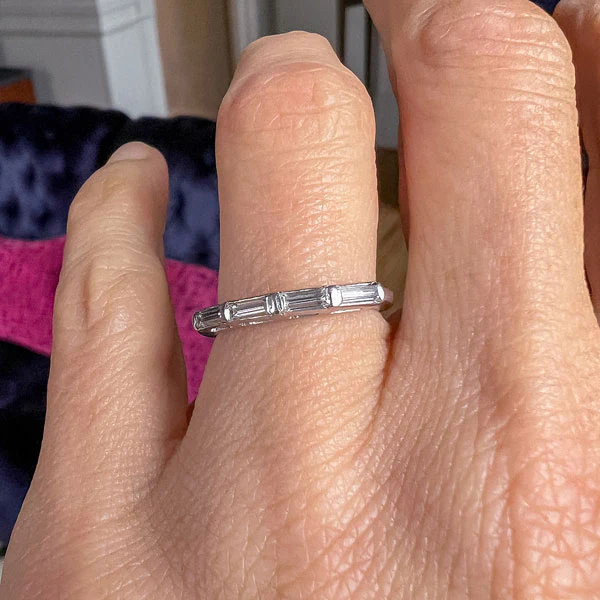 Vintage Baguette Diamond Wedding Band Ring, Size 5 - Image 3