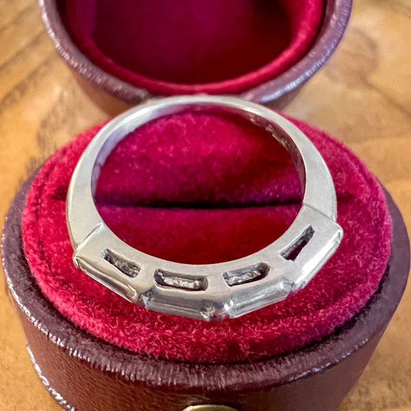 Vintage Baguette Diamond Wedding Band Ring, Size 5 - Image 4