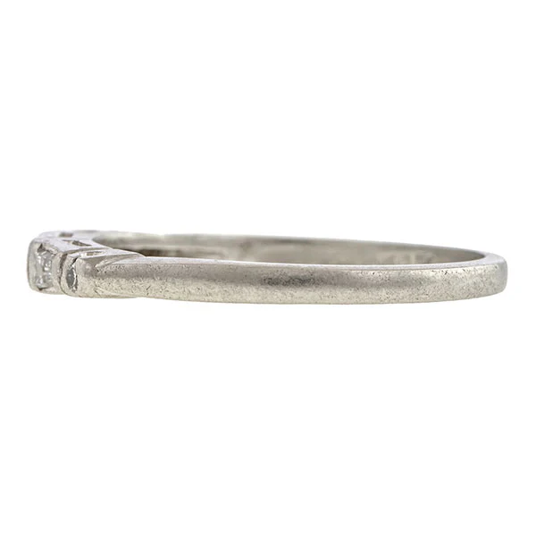 Vintage Baguette & Round Diamond Wedding Band, Size 9.5 - Image 3