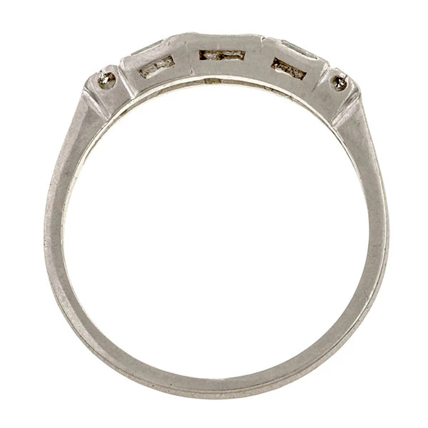 Vintage Baguette & Round Diamond Wedding Band, Size 9.5 - Image 4