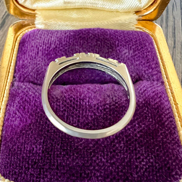 Vintage Baguette & Round Diamond Wedding Band Ring, Size 5 3/4 - Image 3