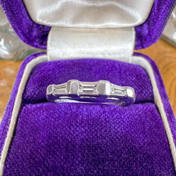 Vintage Baguette Wedding Band Ring, Size 5 3/4