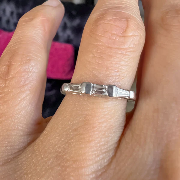 Vintage Baguette Wedding Band Ring, Size 5 3/4 - Image 2