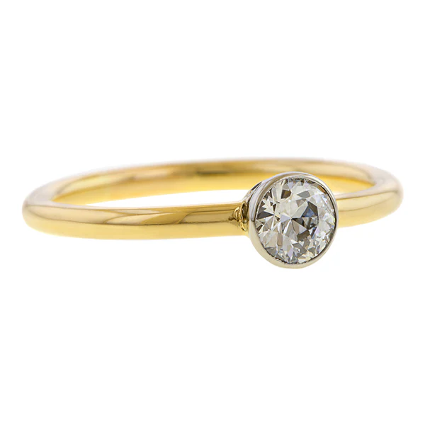Vintage Bezel Set Engagement Ring, Old Euro 0.35ct. - Image 3