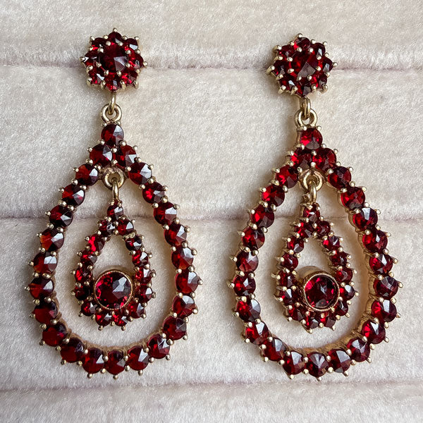 Vintage Bohemian Garnet Drop Earrings - Image 2
