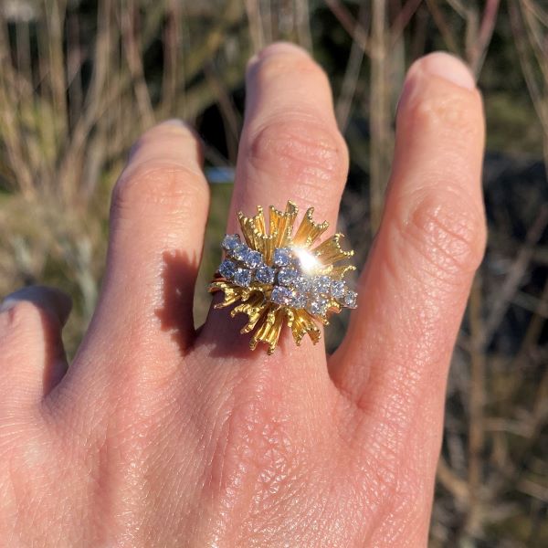 Vintage Brutalist Diamond Ring - Image 2