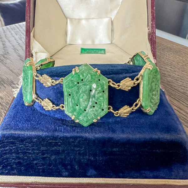 Vintage Carved Bird Jade Bracelet