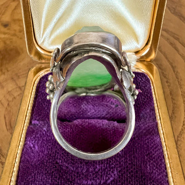 Vintage Carved Buddha Jade Ring - Image 5