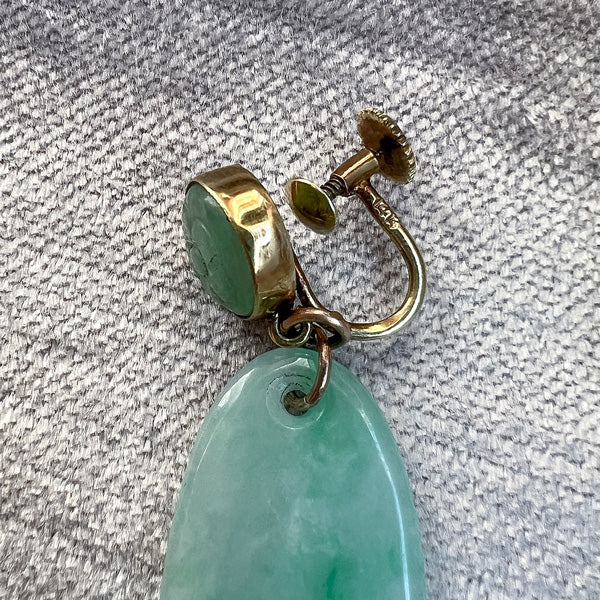 Vintage Carved Jade Drop Earrings - Image 4