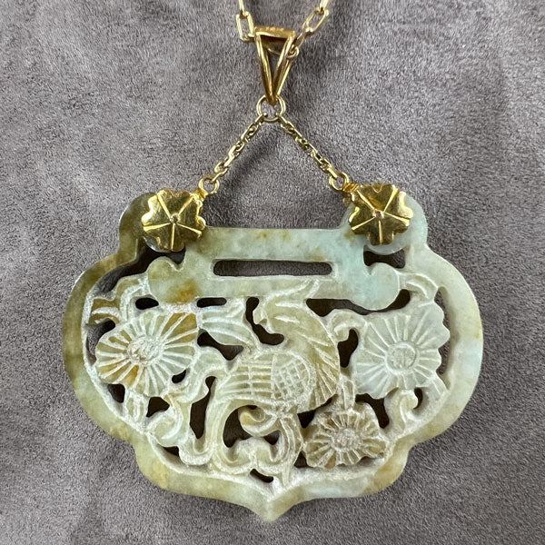 Vintage Carved Jade Pendant - Image 2