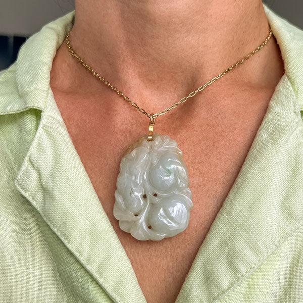 Vintage Carved Jade Pendant - Image 2