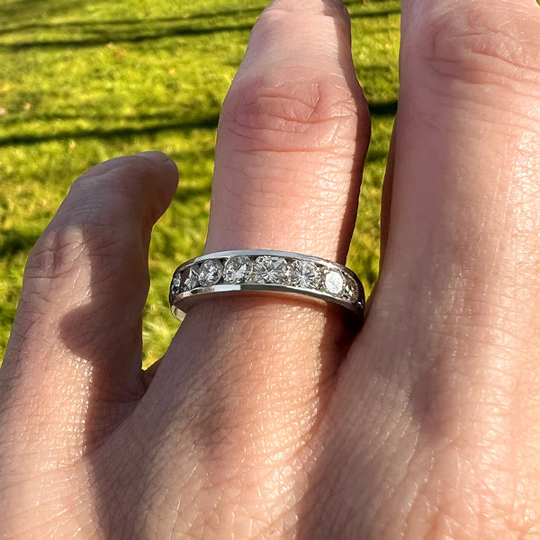 Vintage Channel Set Diamond Eternity Band, Size 5 3/4 - Image 2