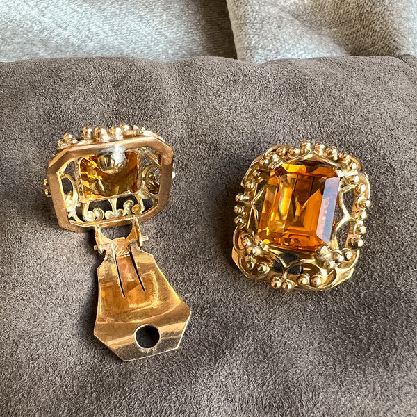 Vintage Citrine Clip Earrings - Image 3