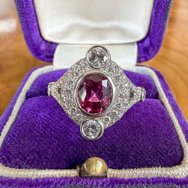 Vintage Cushion Ruby & Diamond Ring - Image 2