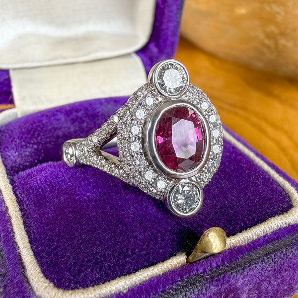 Vintage Cushion Ruby & Diamond Ring - Image 3