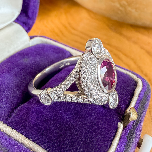 Vintage Cushion Ruby & Diamond Ring - Image 4