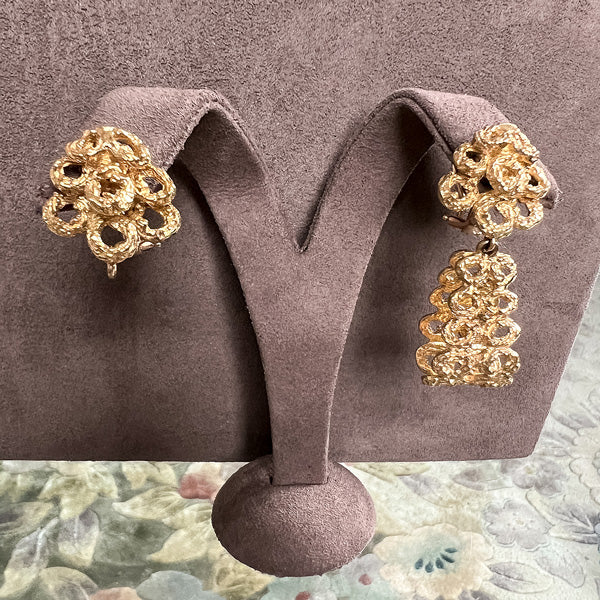 Vintage Day/ Night Gold Drop Earrings - Image 4