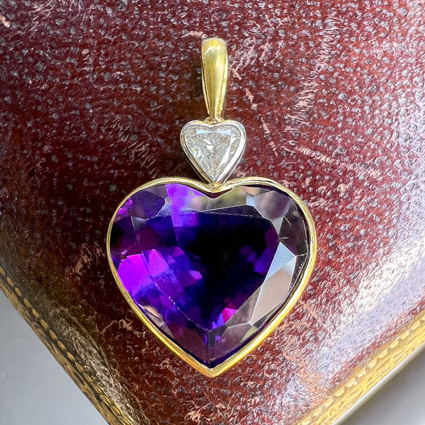 Vintage Diamond & Amethyst Heart Pendant
