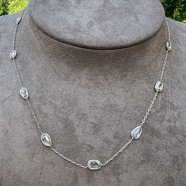 Vintage Rose Cut Diamond-By-The-Yard Chain Necklace