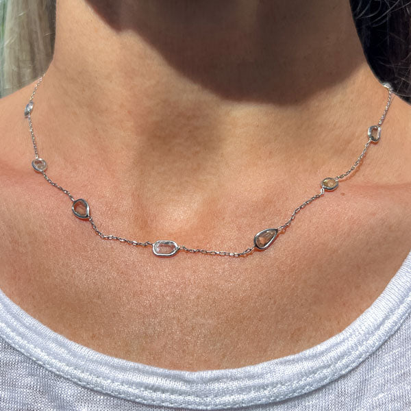 Vintage Rose Cut Diamond-By-The-Yard Chain Necklace - Image 2