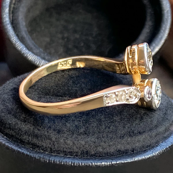 Vintage Toi et Moi Diamond Bypass Ring - Image 3