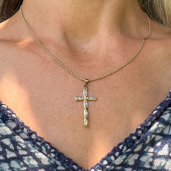 Vintage Diamond Cross Pendant - Image 2