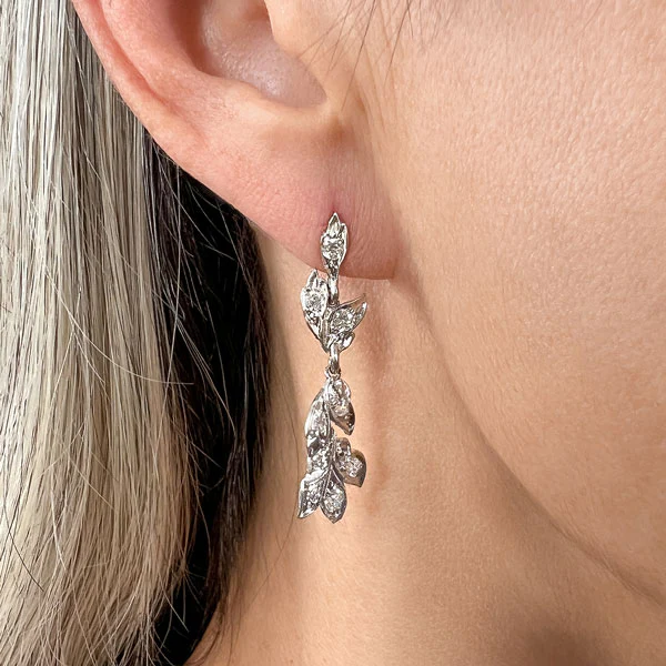 Vintage Diamond Drop Earrings - Image 2