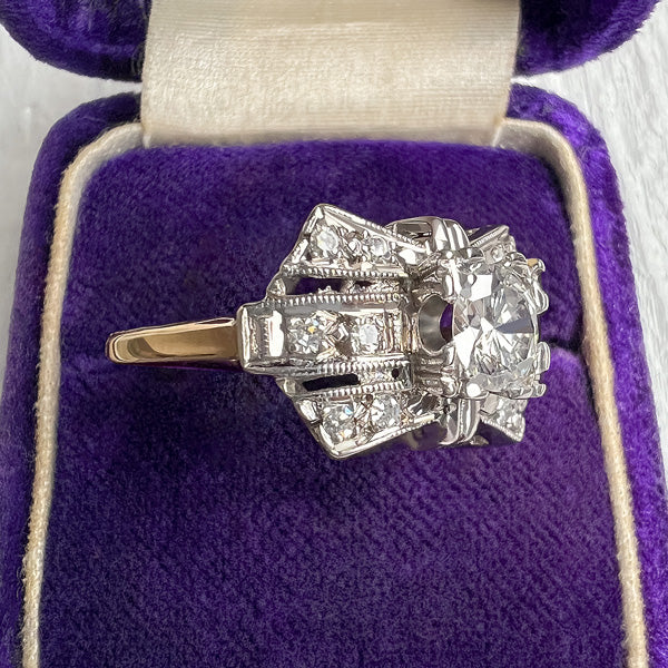 Retro Diamond Engagement Ring, RBC 0.55ct - Image 3