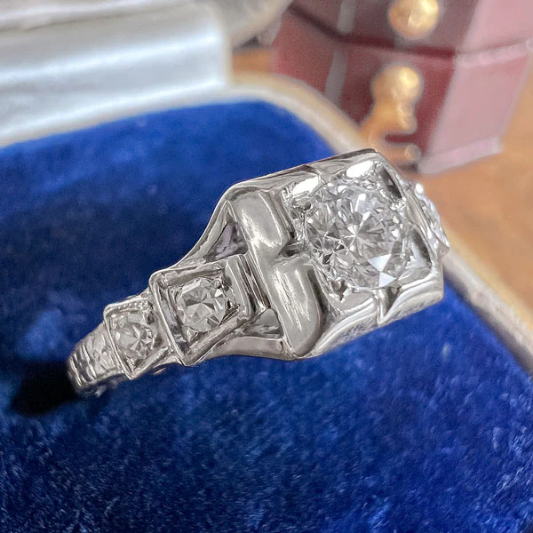 Art Deco Diamond Engagement Ring, RBC 0.15ct. - Image 3