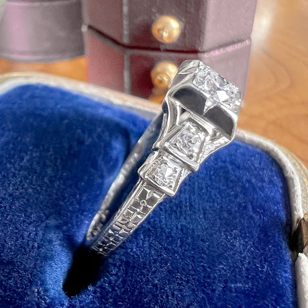 Art Deco Diamond Engagement Ring, RBC 0.15ct. - Image 4