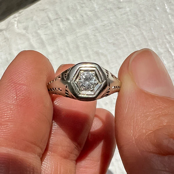 Vintage Diamond Engagement Ring, RBC 0.20ct. - Image 7