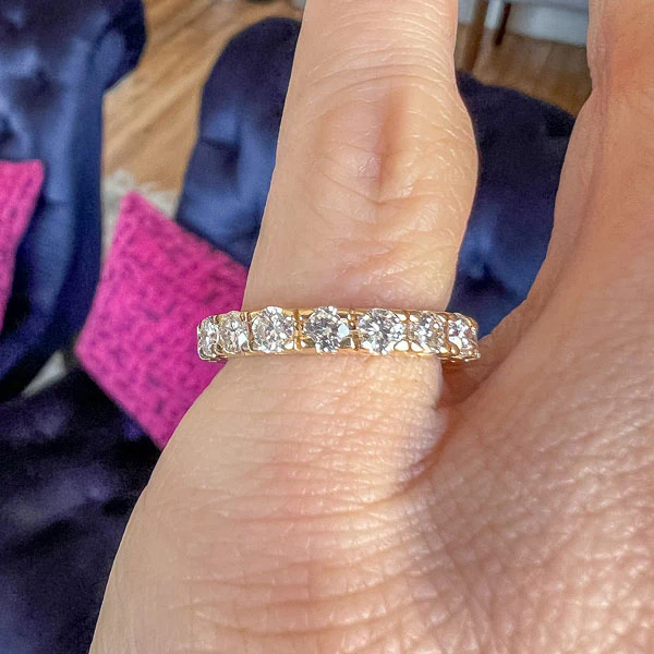Vintage Diamond Eternity Wedding Band Ring, Size 5 1/4 - Image 2