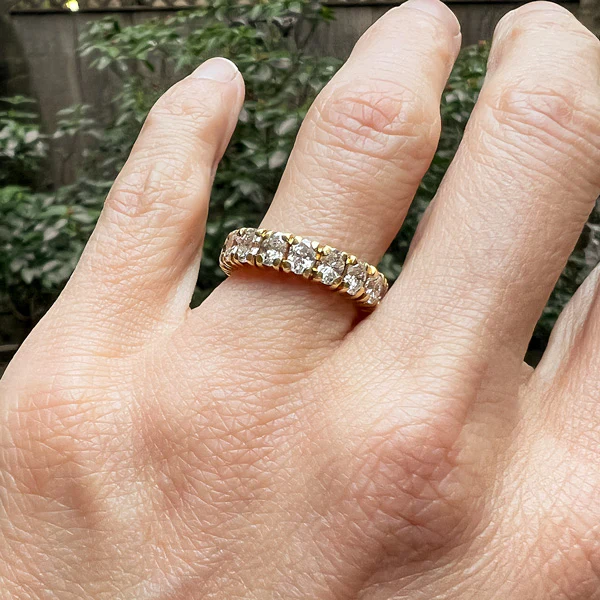 Vintage Oval Diamond Eternity Wedding Band, Size 5 - Image 2