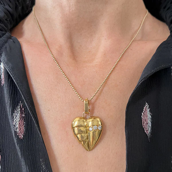 Vintage Diamond Heart Pendant - Image 2