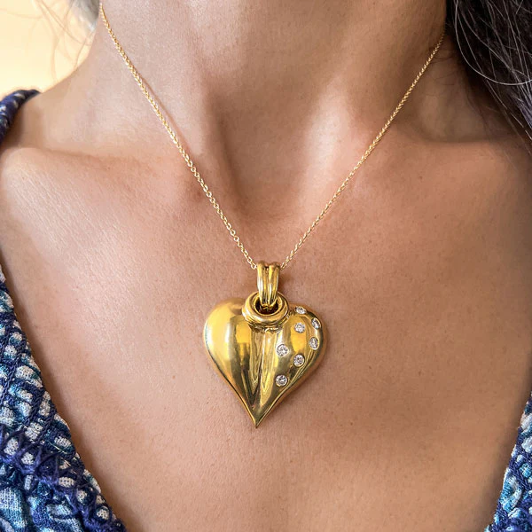 Vintage Diamond Heart Pendant