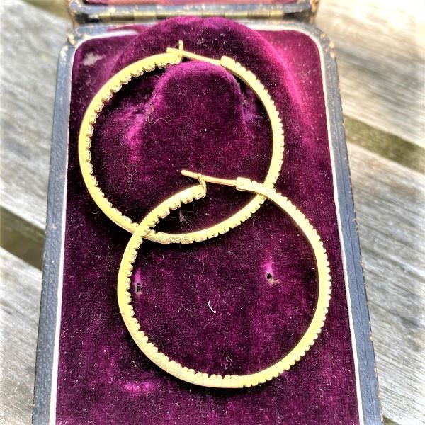 Vintage Diamond Hoop Earrings - Image 3
