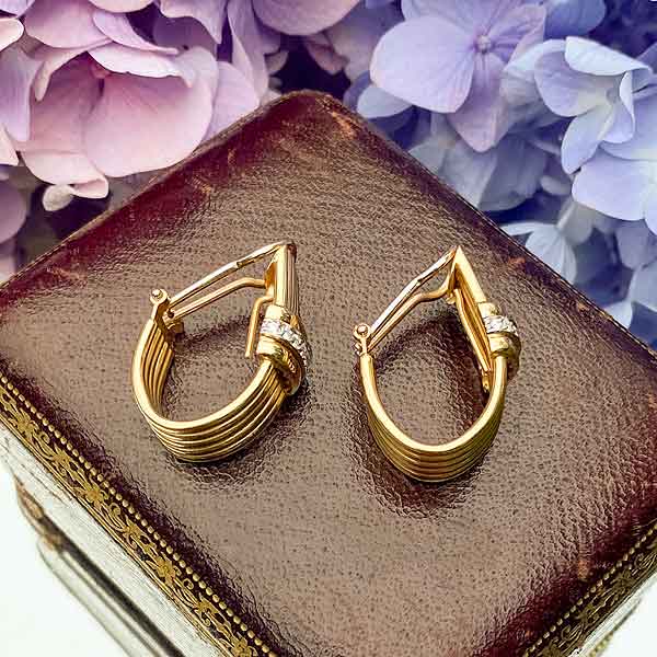 Vintage Diamond Hoop Earrings - Image 3