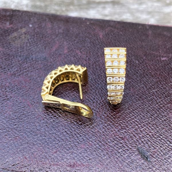 Vintage Diamond Hoop Earrings - Image 3