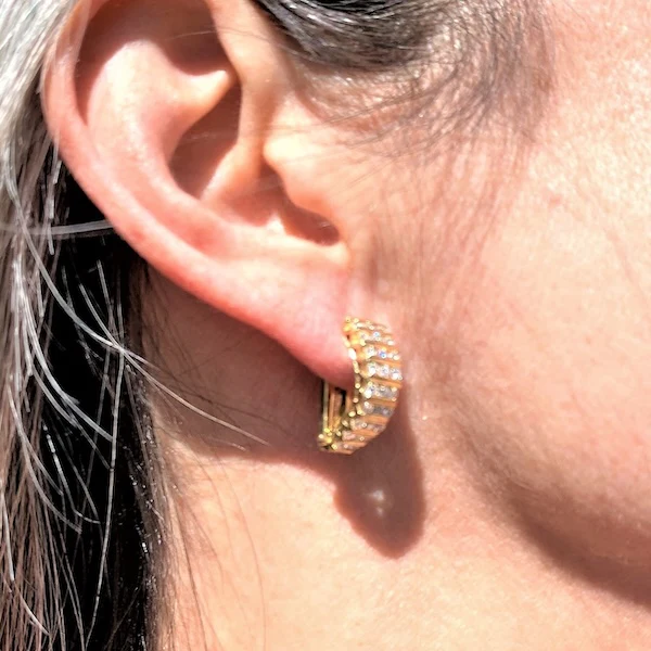 Vintage Diamond Hoop Earrings - Image 4