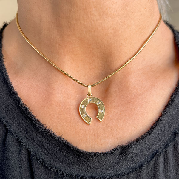 Vintage Diamond Horseshoe Pendant