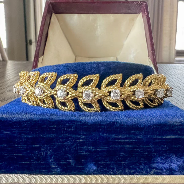 Vintage Diamond Leaf Bracelet