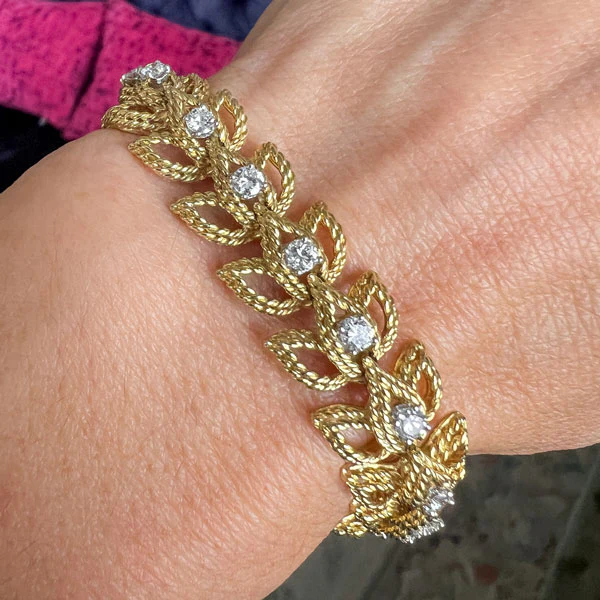 Vintage Diamond Leaf Bracelet - Image 2