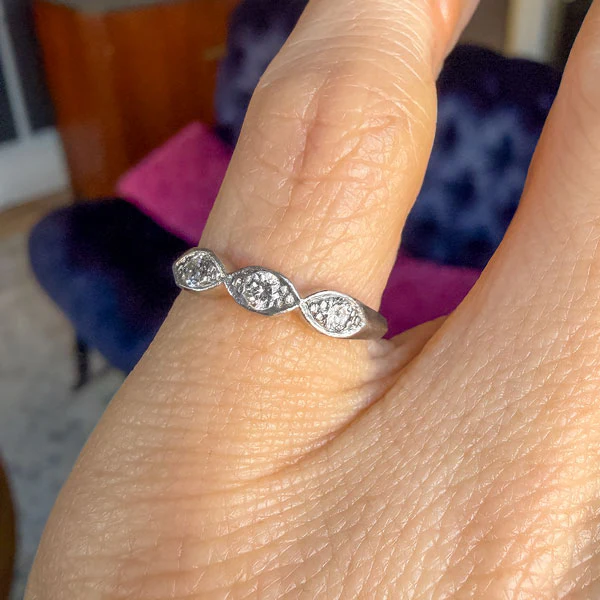 Vintage Diamond Marquise Frame Band Ring, Size 4 - Image 2