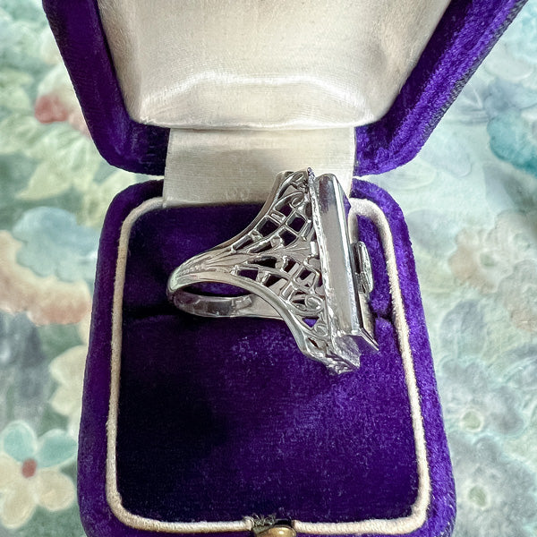 Vintage Diamond & Onyx Filigree Ring - Image 4