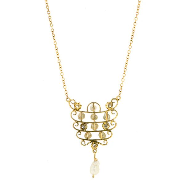 Vintage Diamond & Pearl Necklace - Image 3