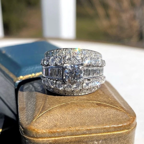 Vintage Wide Diamond Ring