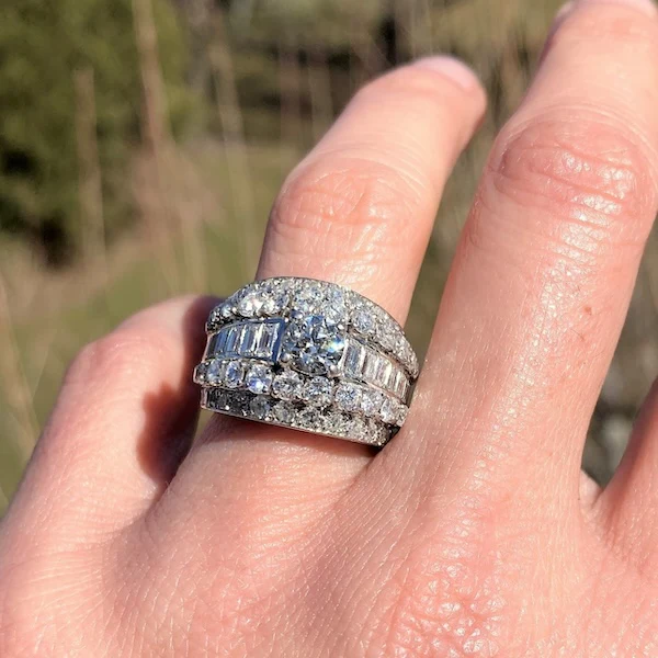 Vintage Wide Diamond Ring - Image 2